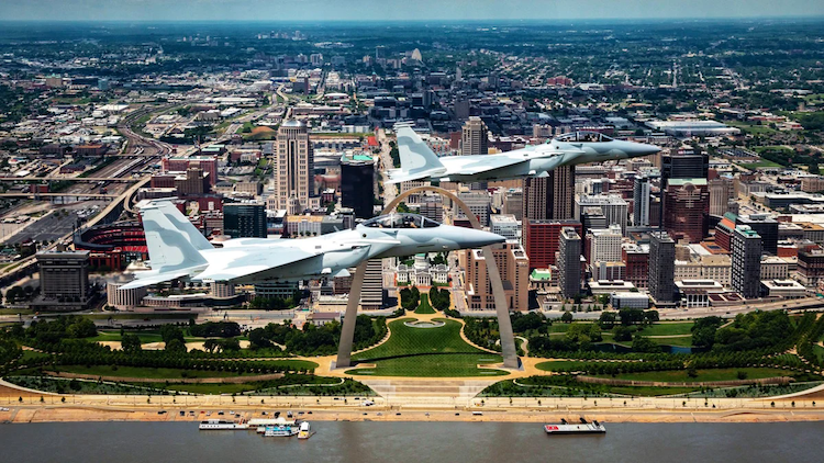 Boeing fighter jets over St. Louis